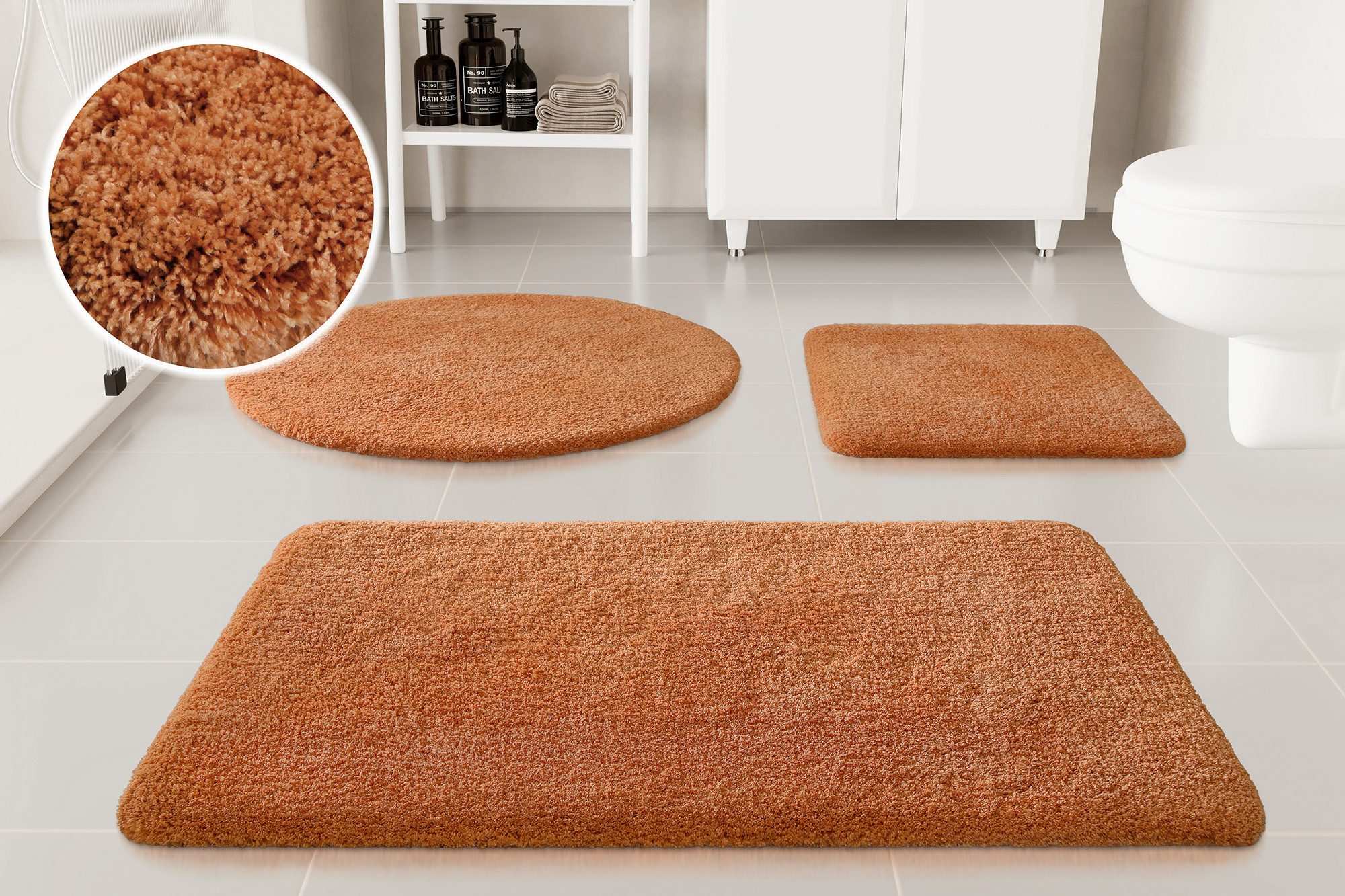 OTTO home Badematte Kaarin, uni, viele Farben, Badvorleger, Badezimmer Teppich, Höhe 30 mm, rutschhemmend beschichtet, fußbodenheizungsgeeignet, Polyester, rechteckig, Badteppich, getuftet, flauschig, hochflor, große Farbauswahl