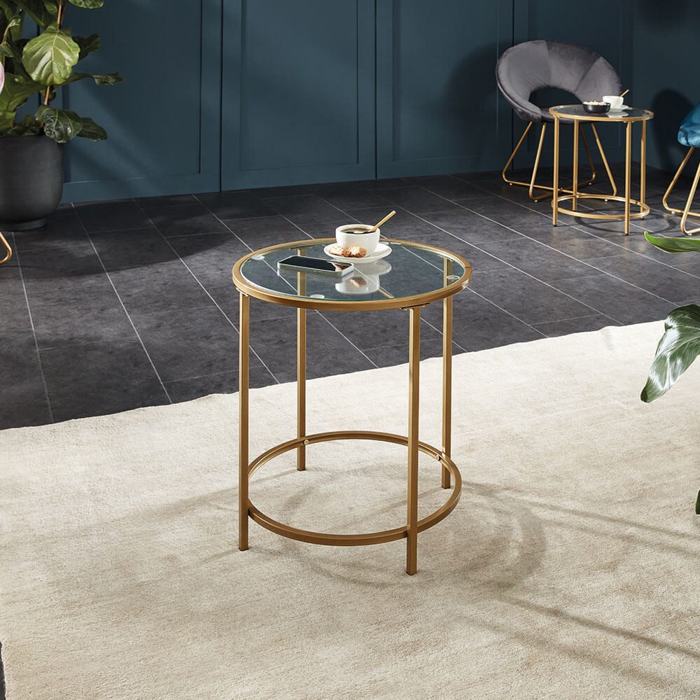 HOME DELUXE Beistelltisch MASEI, Ø 50 cm, Runder Beistelltisch, kleiner Gla günstig online kaufen