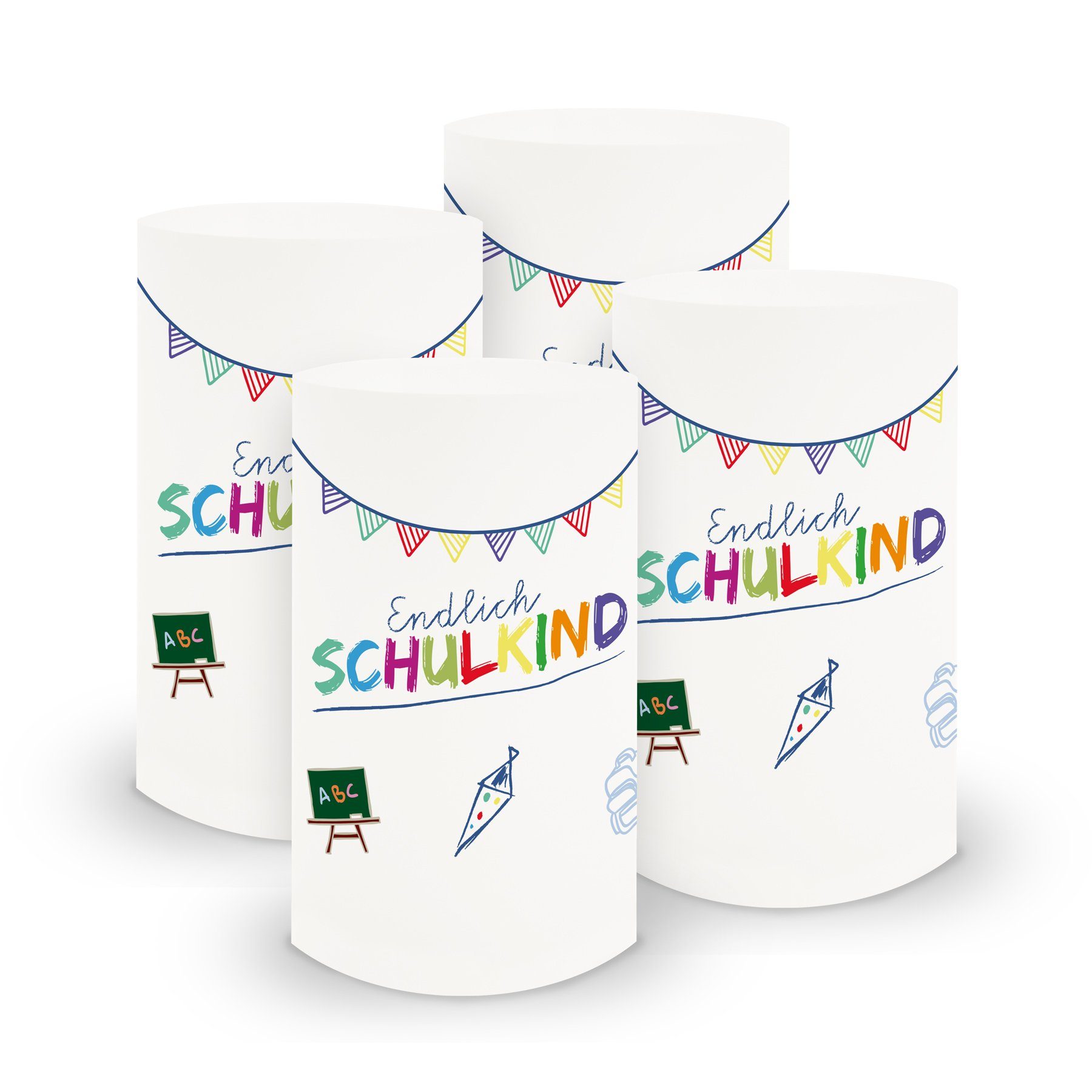 Windlicht itenga 6x Windlicht Endlich Schulkind Weiß 10cm