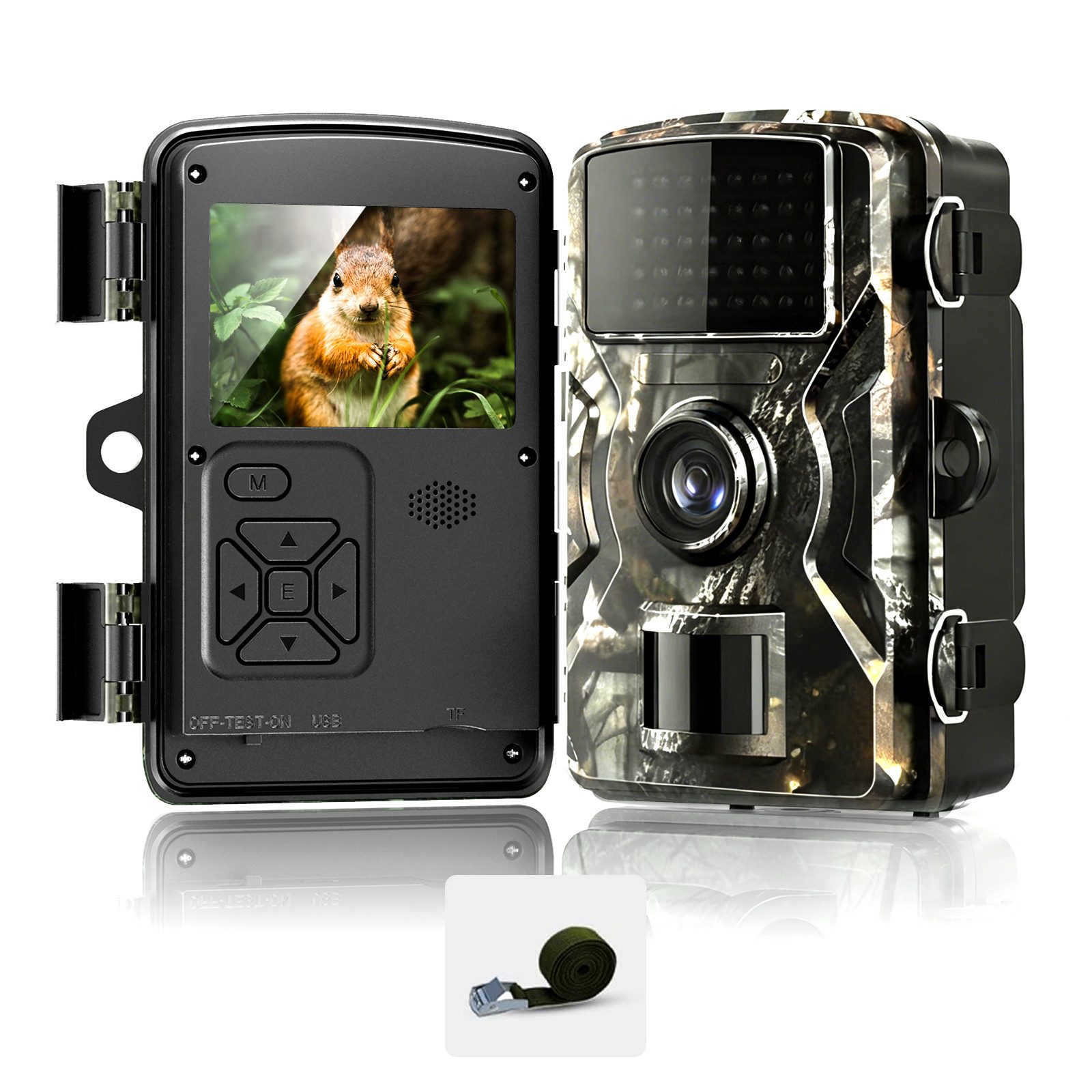FANNOU Wildkamera 16MP 1080P FHD Infrarot (AuBenbereich, mit 32G TF Kard, mit Bewegungsmelder Nachtsicht, 0,8s Trig Jagdkamera)