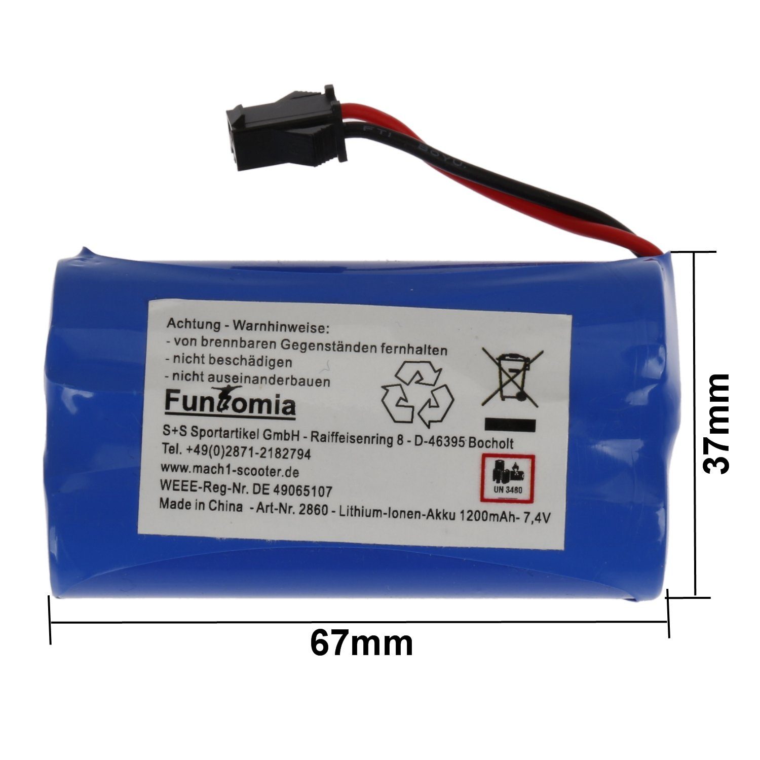 FunTomia 7,4V 1200mAH Lithium ersatz Akku venezianisches RC Boot /Auto Akku 1200 mAh (7,4 V, 1 St)