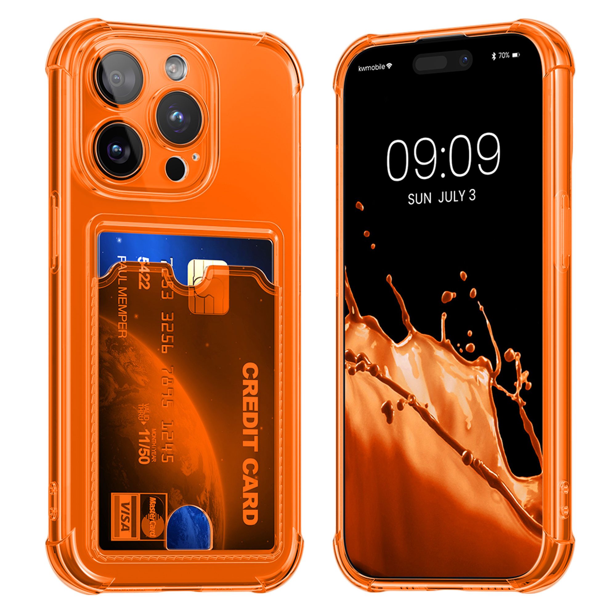 kwmobile Smartphone-Hülle Hülle mit Kartenfach für Apple iPhone 15 Pro, Handyhülle iPhone 15 Pro mit Kartenfach Soft Case