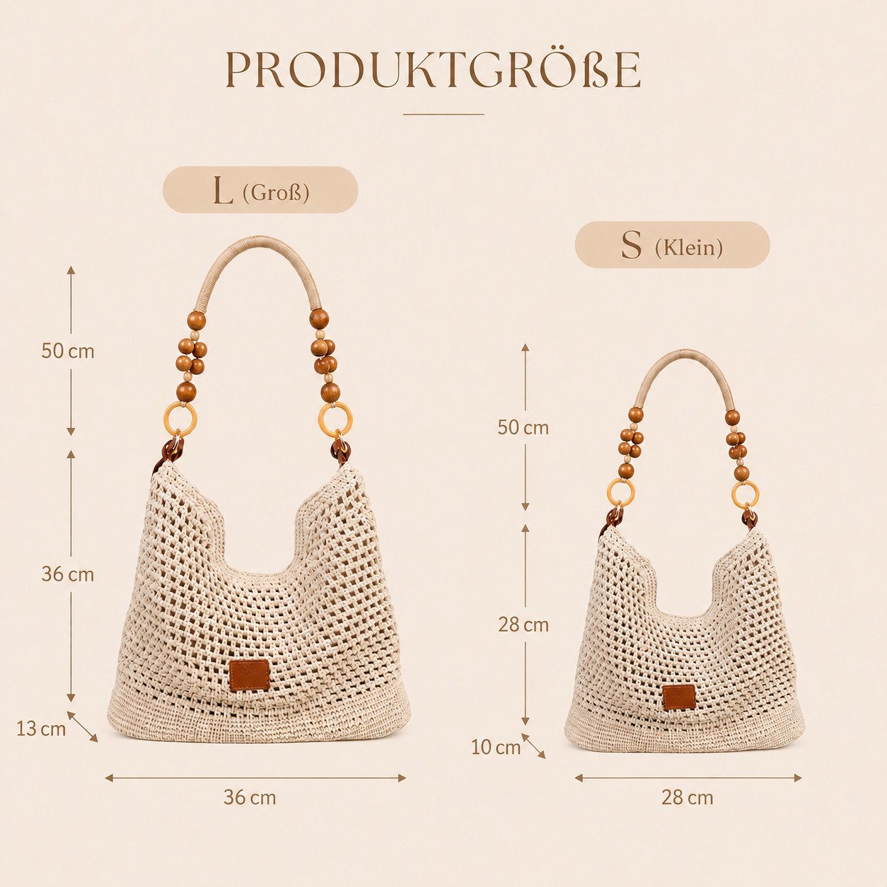 MOPUEA Strandtasche Damen-Umhängetasche, gehäkelt,Boho Straw Beach Bag, Achselhöhle (mit 2 abnehmbaren Trägern, Sommer-Umhängetasche, 1-tlg., Tragegriff oben fü – Bild 5 von 5