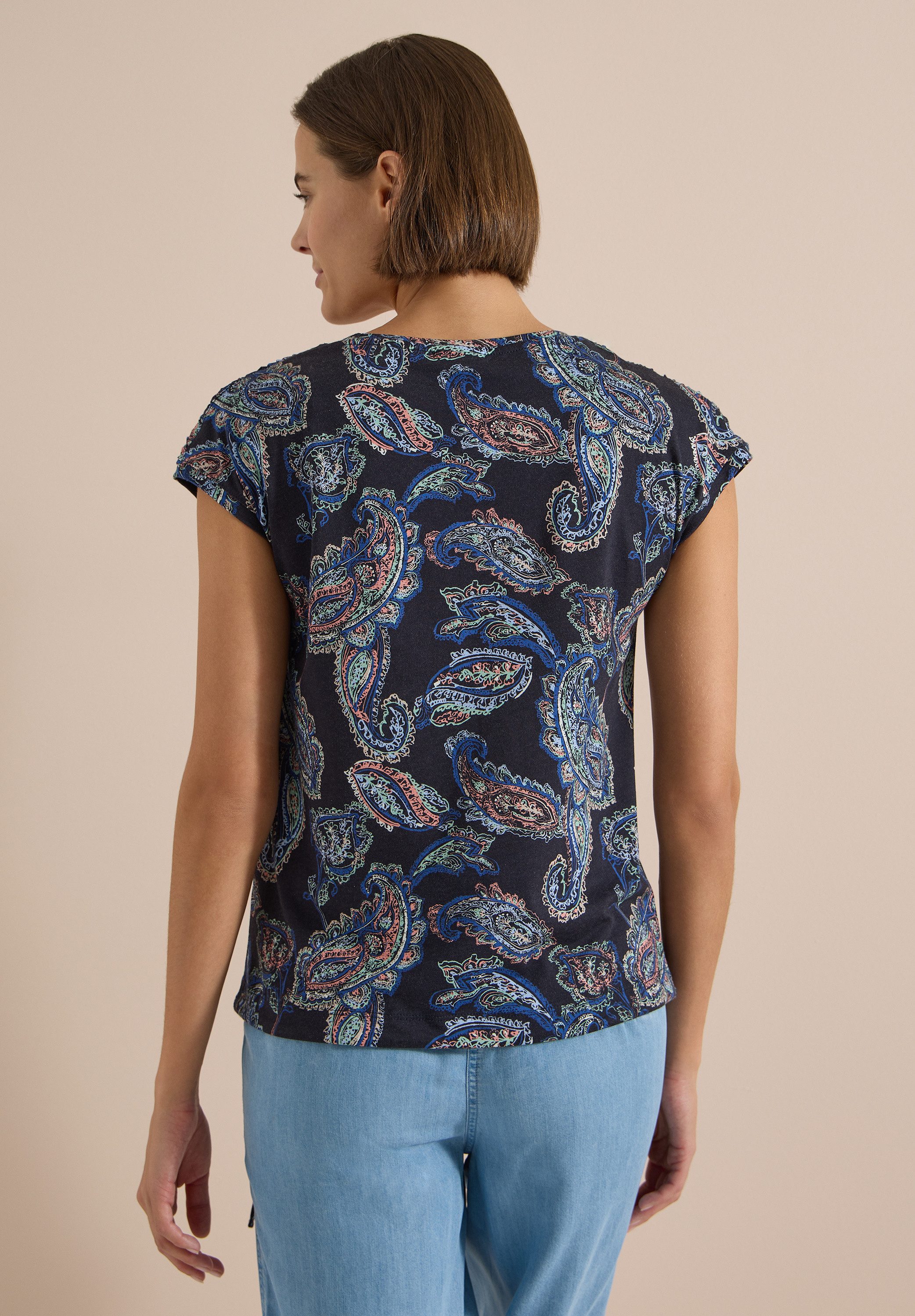CECIL T-Shirt mit gerafften Ärmeln