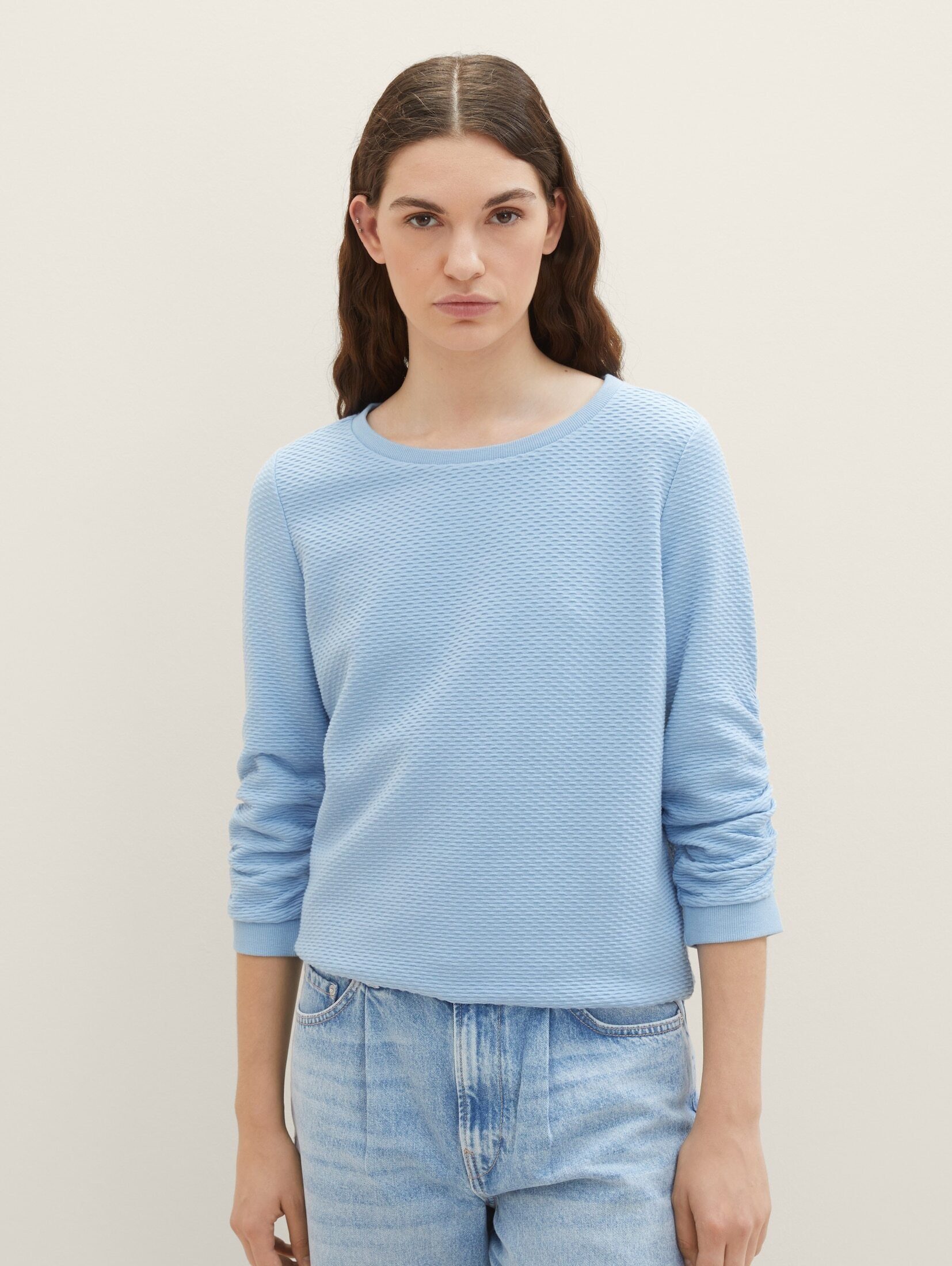 TOM TAILOR Charming Soft Sweatshirt Strukturiertes Blue Sweatshirt Denim