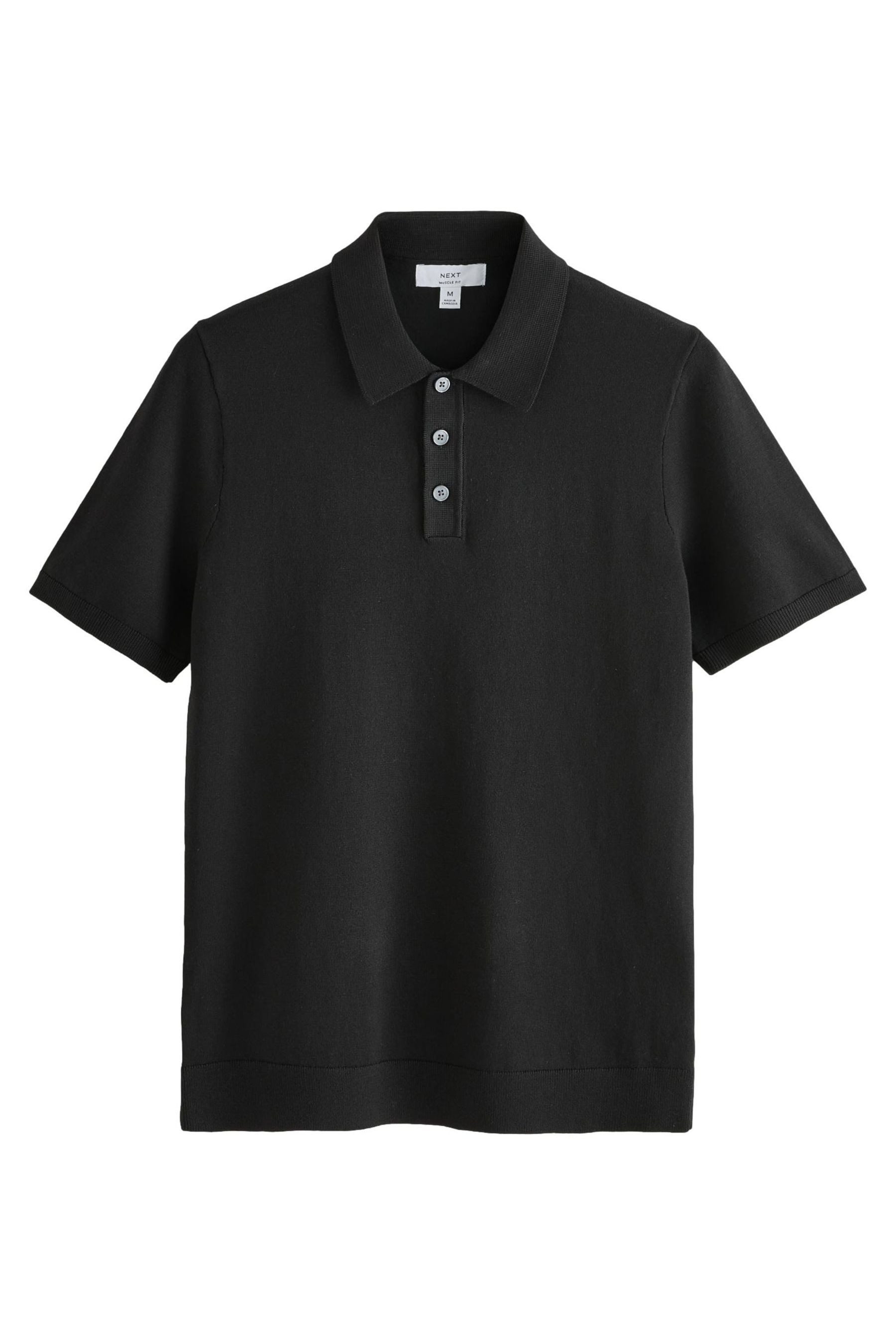 Next Poloshirt Kurzärmeliges Strick-Polohemd im Muscle Fit (1-tlg)