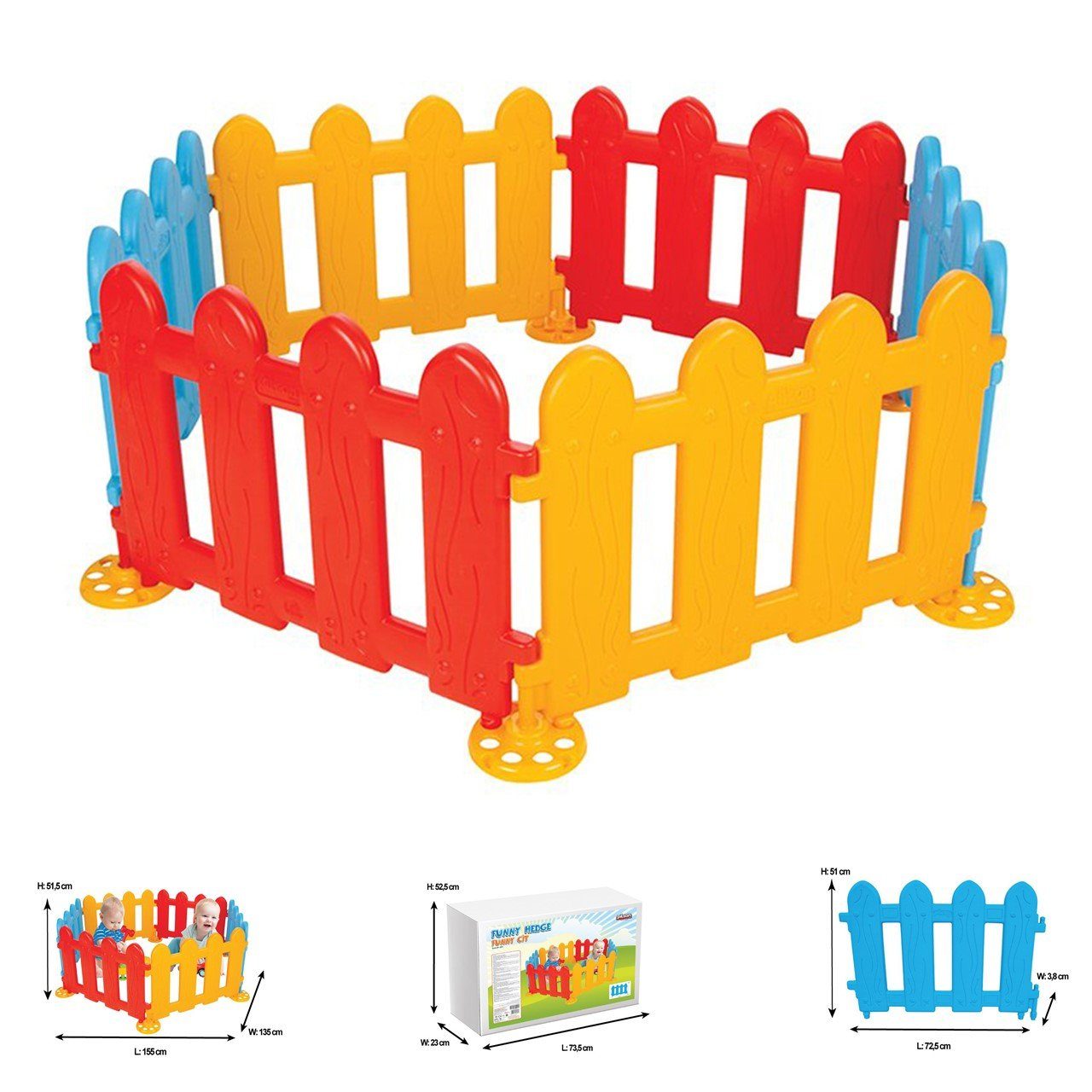 Pilsan Bällebad Spielzaun, Plastikzaun, Laufgitter 06203, 6 Elemente 72,5 x 51,5 x 3,8 cm