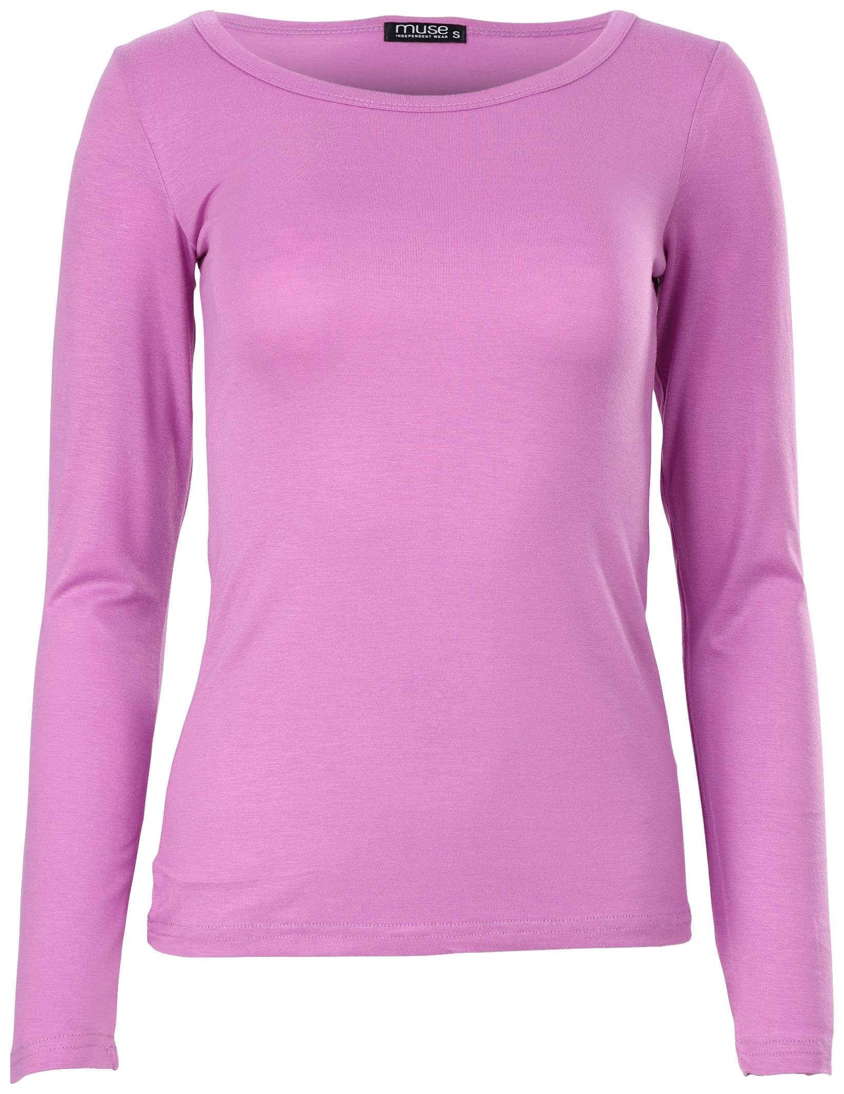 Muse Rundhalsshirt Basic Rundhals Langarmshirt Skinny Fit 1093 günstig online kaufen