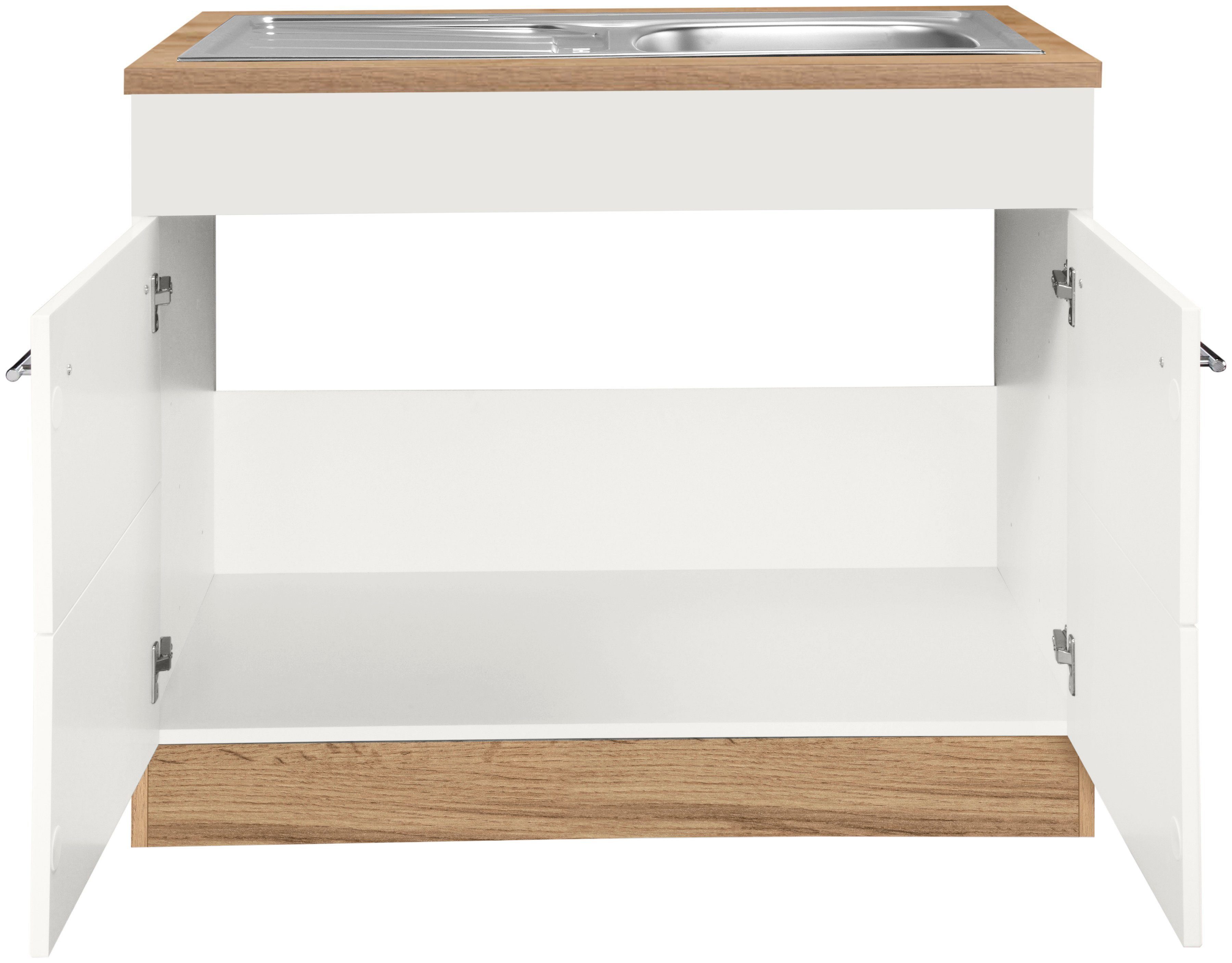 KOCHSTATION Spülenschrank KS-Wien Breite 100 cm, inkl. Einbauspüle