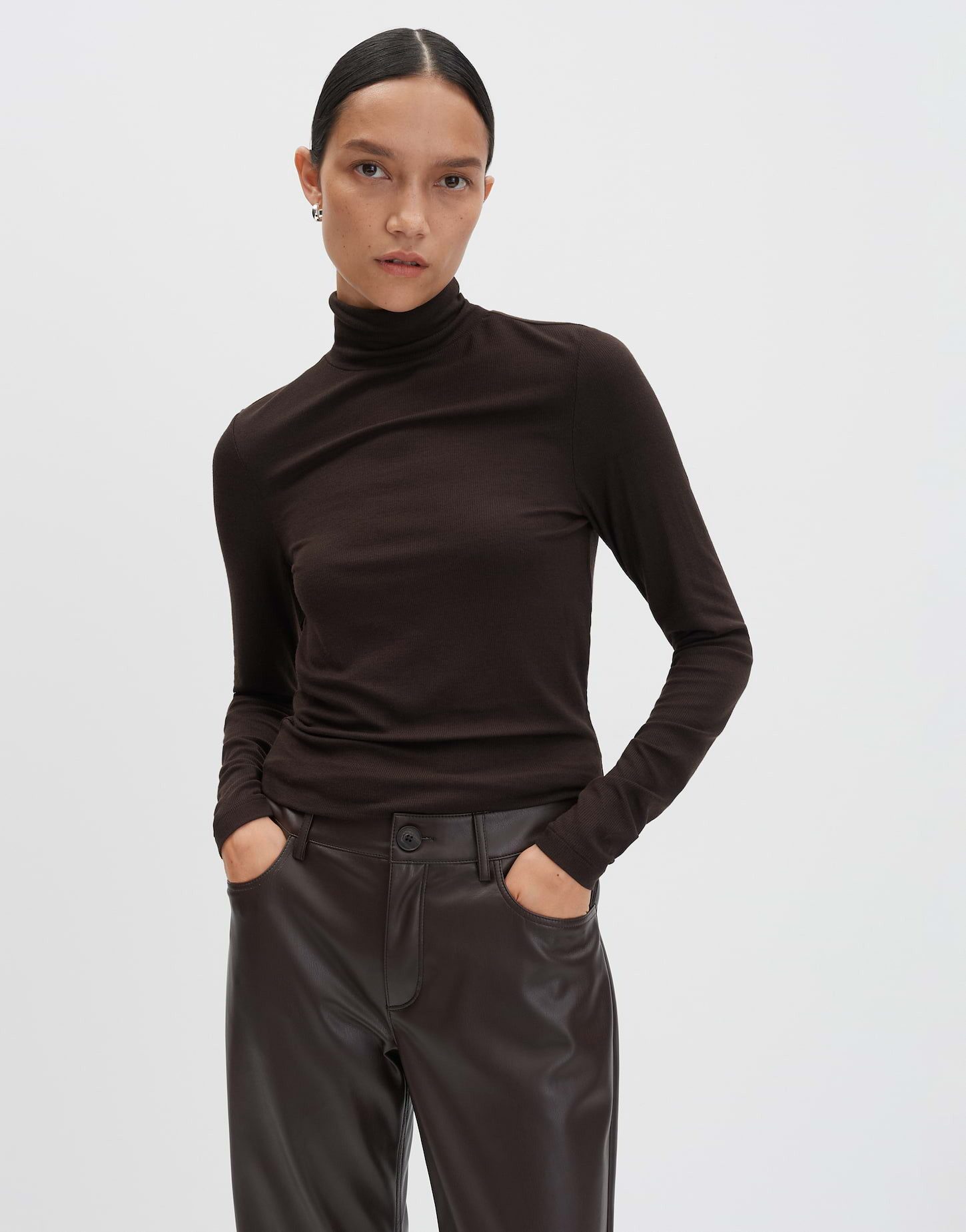 someday Longsleeve KAVERY mit Kaschmiranteil schmale Passform, figurbetont geschnitten, Mélange-Effekt