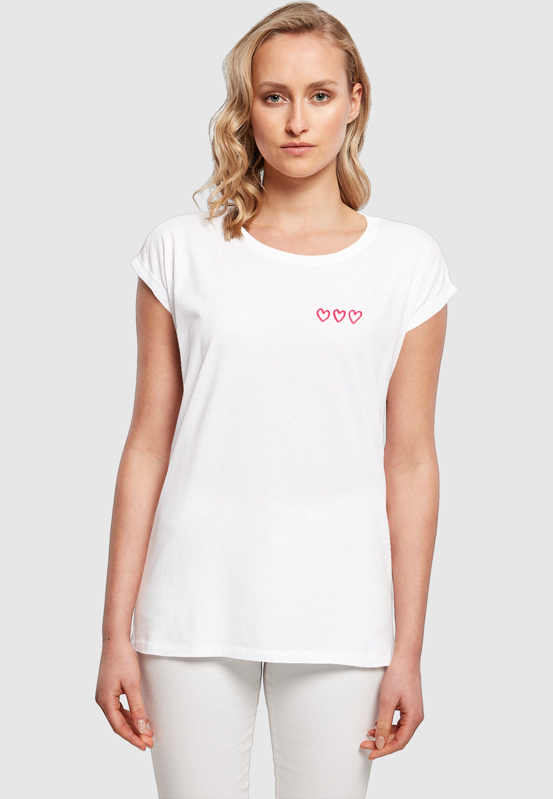 Miss Tee T-Shirt Miss Tee Three In A Row Ladies Extended Shoulder Tee (1-tlg)