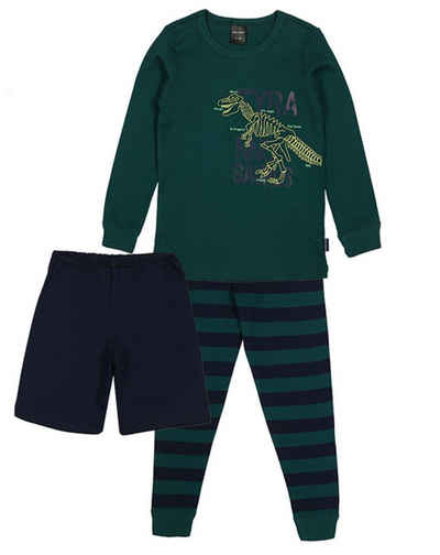 Schiesser Schlafanzug Supersaurus (Set, 3 tlg., Set) Jungen Schlafanzug lang, 3-teilig, 100% Baumwolle