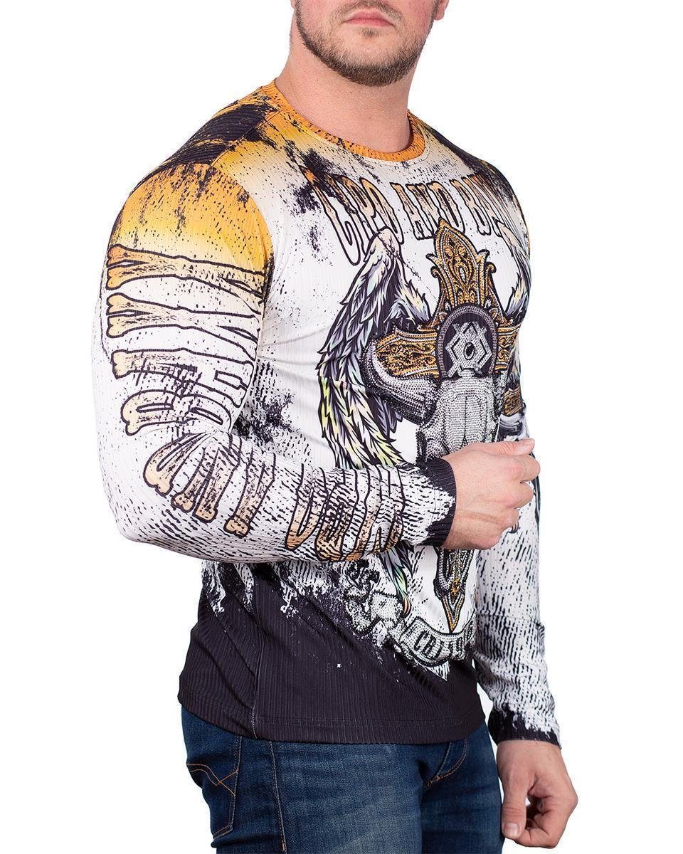 Cipo & Baxx Longsleeve Herren Regular Fit Hemd BA-CL492 Markenschriftzug auf der Brust