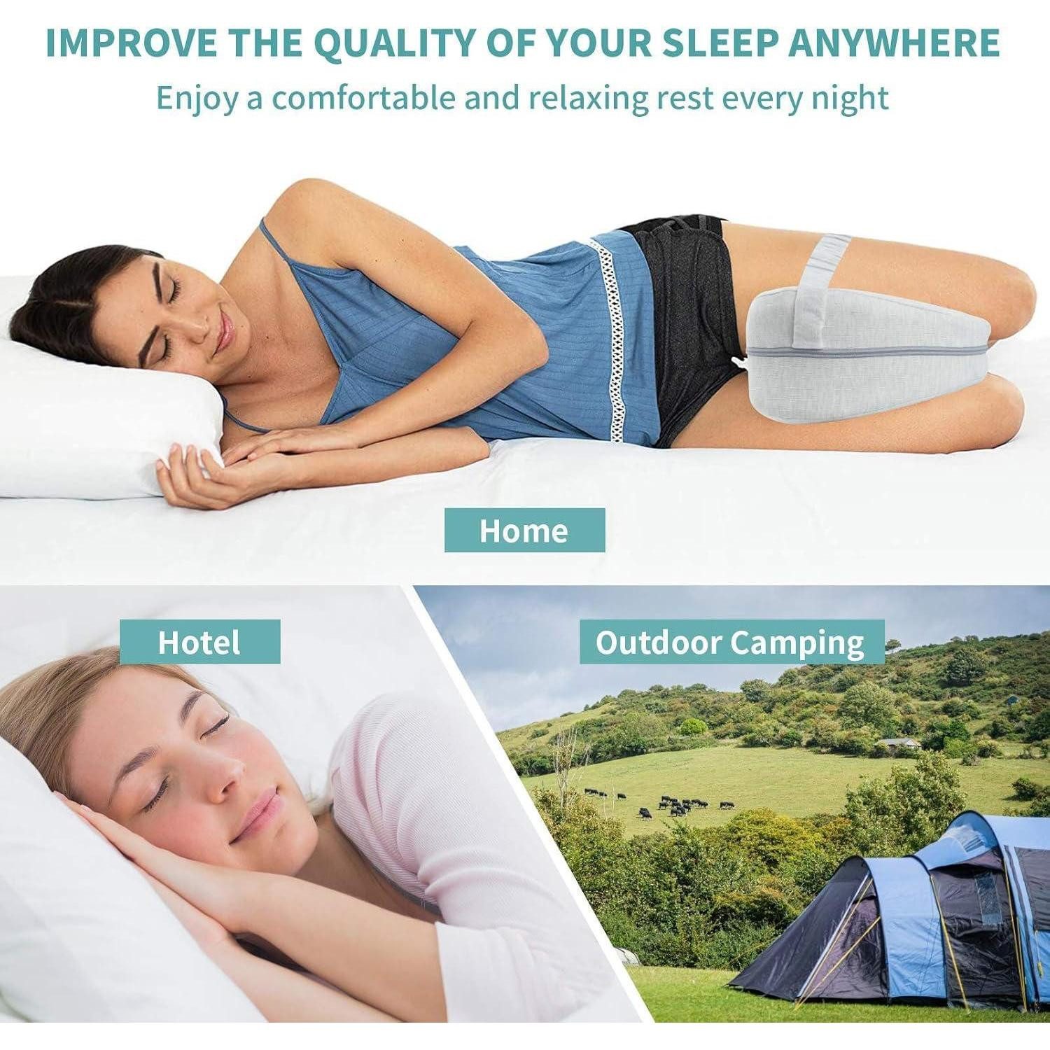 LuxusKollektion Seitenschläferkissen Ergonomisches Kniekissen für Seitenschläfer mit Memory Foam-Licht Grau – Bild 4 von 5