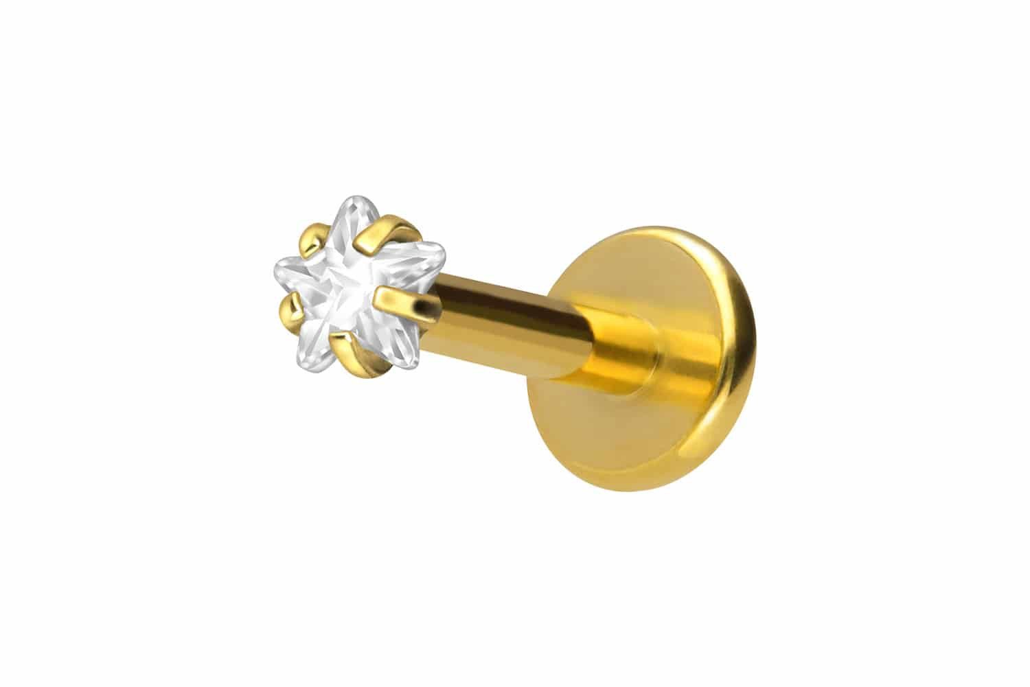PIERCINGLINE Piercing-Set Titan Labret mit Innengewinde EINGEFASSTER KRISTA günstig online kaufen