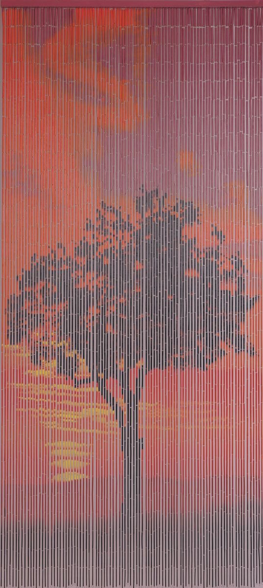 CONACORD Türvorhang Decona Sunrise Dekovorhang bunt, Hakenaufhängung, halbtransparent, 90 x 200 cm, Bambus - blickdicht dank hoher Stranganzahl