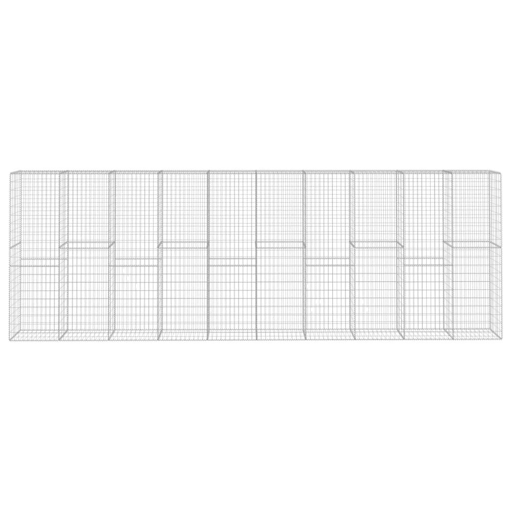 vidaXL Gartenzaun Gabionenwand mit Abdeckung Verzinkter Stahl 600 x 50 x 200 cm