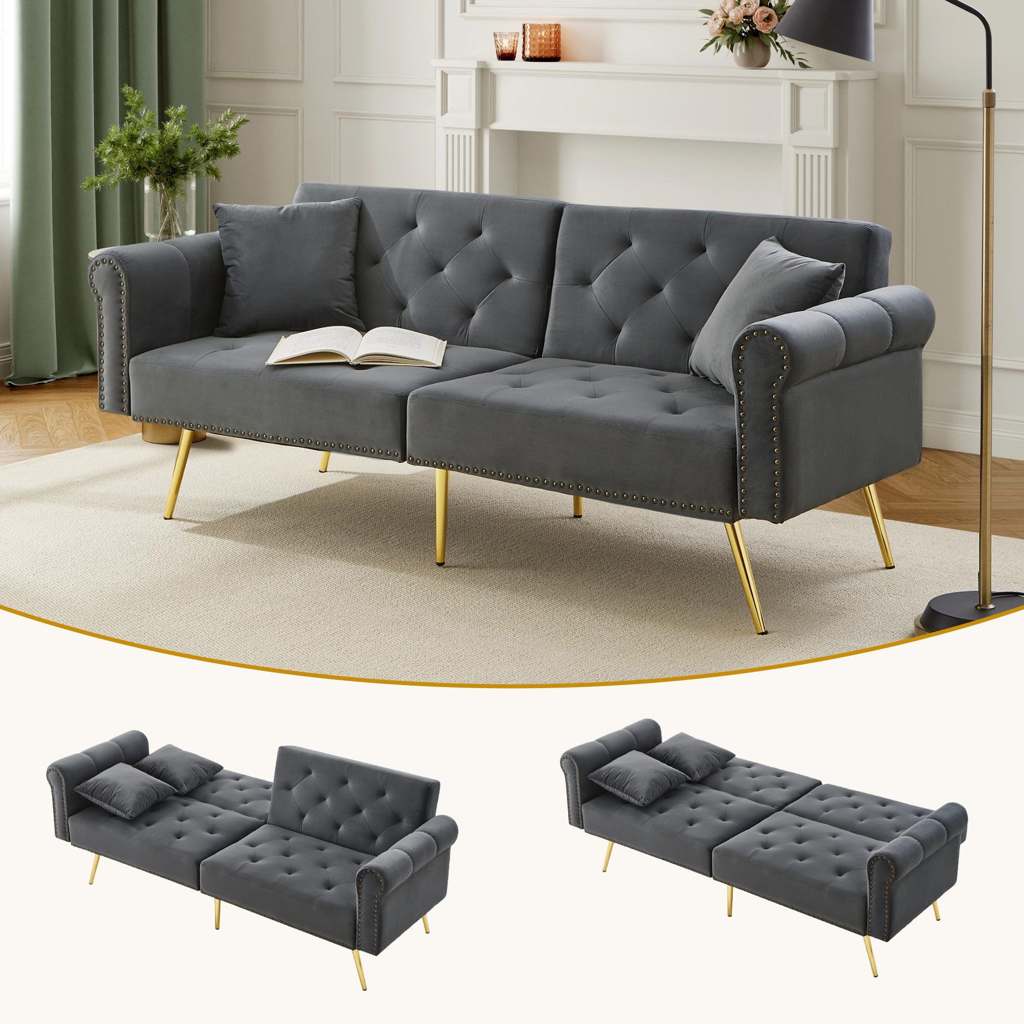 OKWISH Schlafsofa 2-Sitzer-Sofa mit Schlaffunktion, Wohnzimmersofa günstig online kaufen