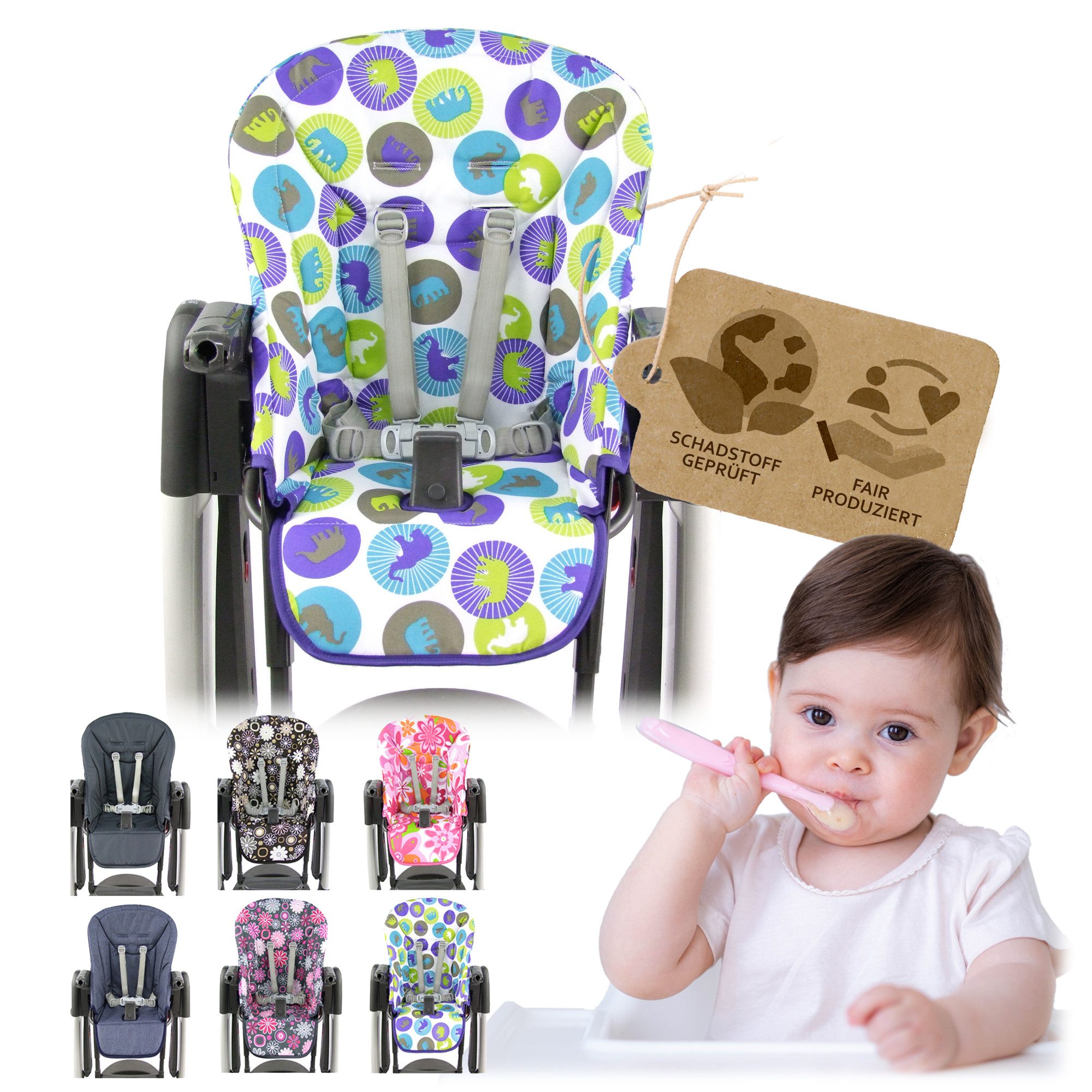 BambiniWelt by Rafael K. Hochstuhlauflage Ersatzbezug Sitzkissen kompatibel mit PEG PEREGO Tatamia + New Born