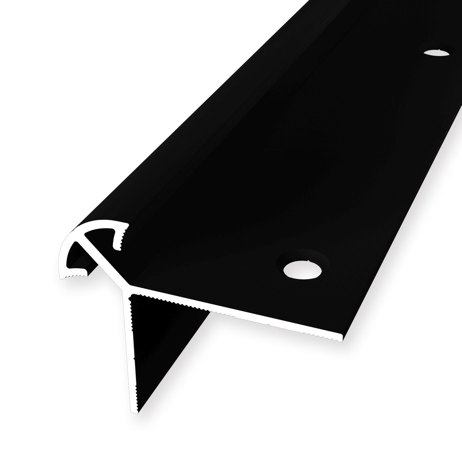 Küberit Treppenkantenprofil 36 x 46 x 2500 mm Winkelprofil Schwarz Gebohrt Aluminium