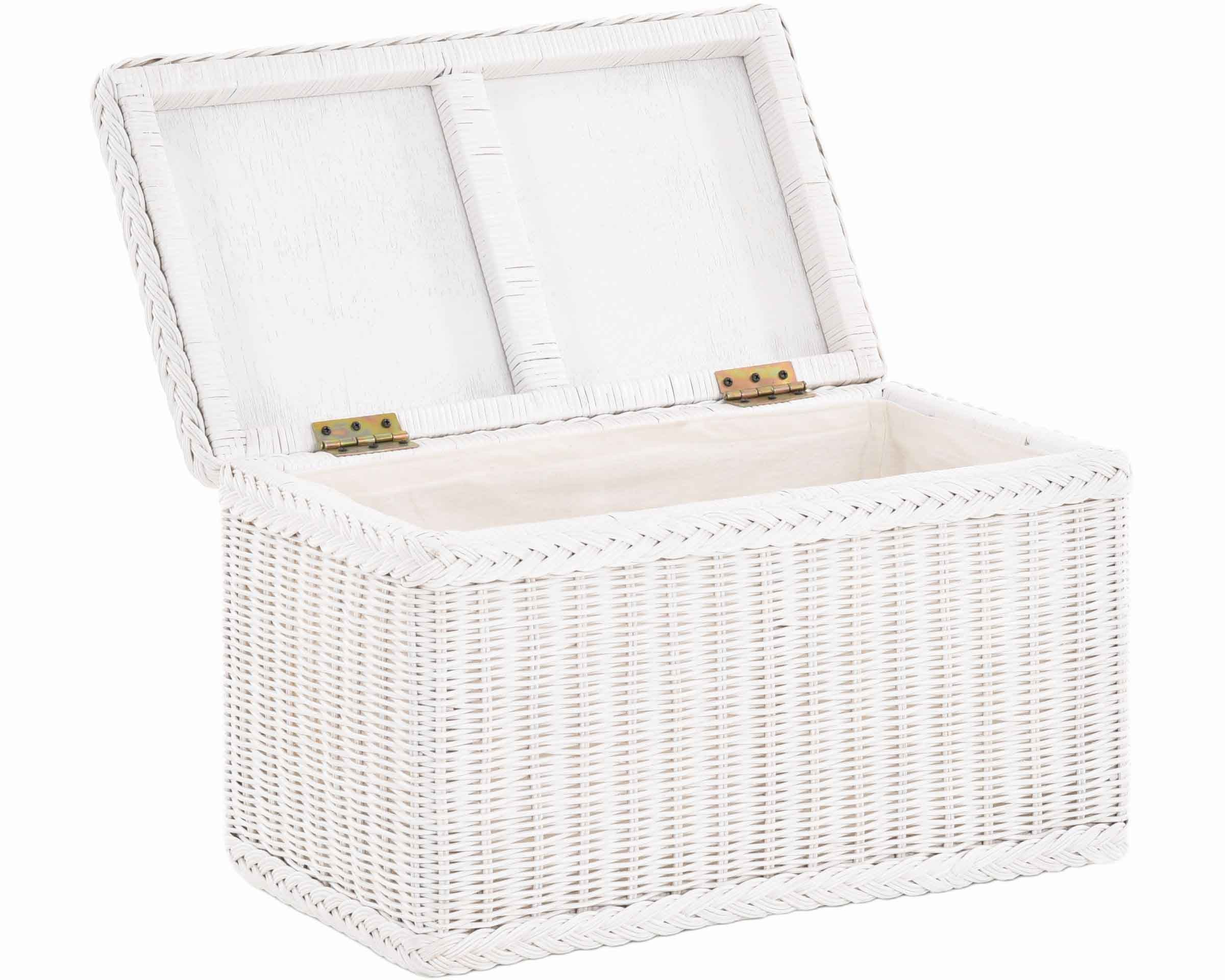Krines Home Wäschetruhe Truhe/Wäschetruhe Rechteckig aus Rattan mit stabilem Deckel und Inlett, Leicht, Stabil