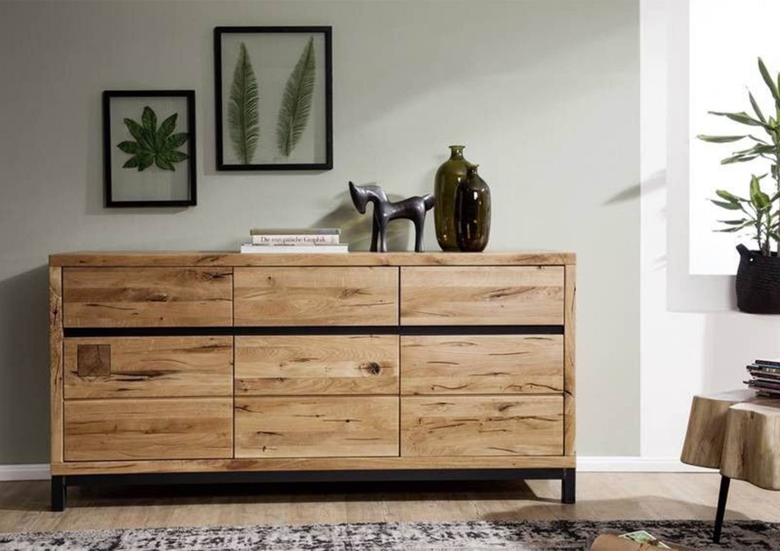 Massivmoebel24 Sideboard VILLANDERS (Massivholz), Sideboard Wildeiche 175x45x85 natur geölt VILLANDERS #108