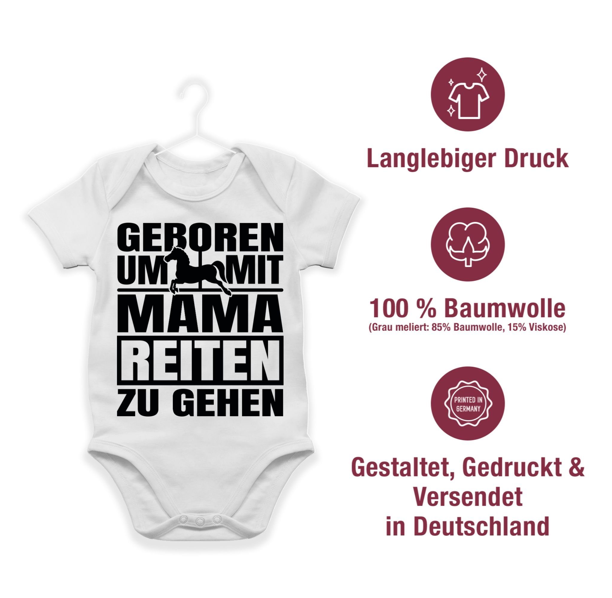 Weiß zu Sprüche Shirtracer Geboren schwarz 2 gehen Mama - mit Shirtbody reiten um Baby