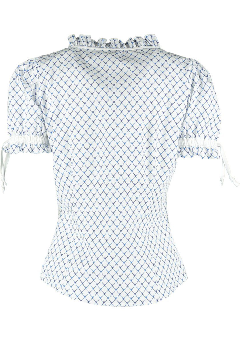 OS Trachten Trachtenbluse Poceu Damen Kurzarmbluse mit Bündchen an den Ärmeln