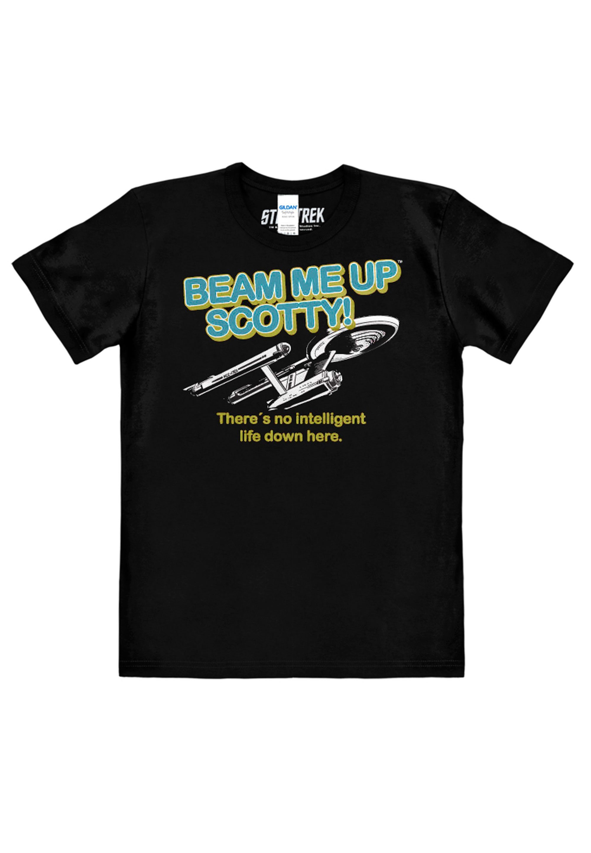 Scotty LOGOSHIRT Star - Up Up Beam mit Me Beam Me Trek T-Shirt Scotty-Logo