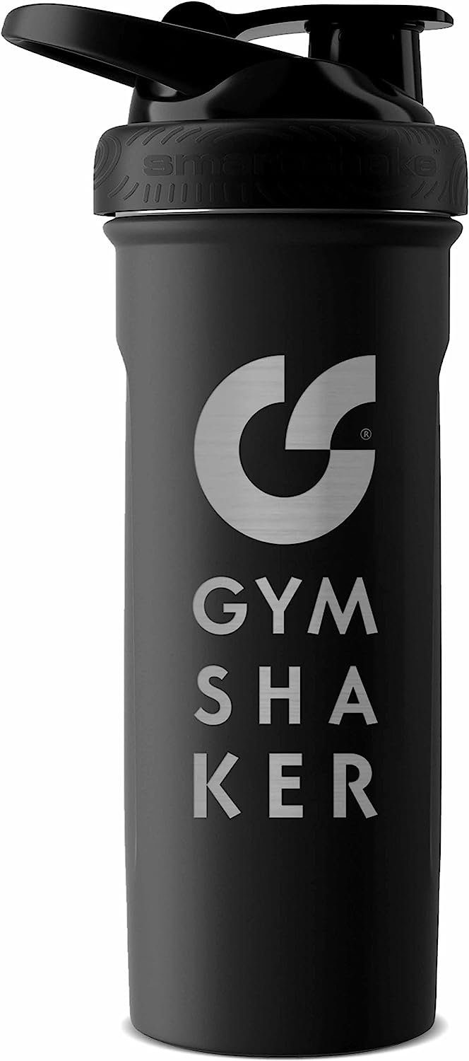 GYMSHAKER Protein Shaker Edelstahl 24h kalte Getränke Thermoflasche für kühle Shakes, doppelwandig isoliert, Wabenstruktur-Sieb für cremige Protein Shakes