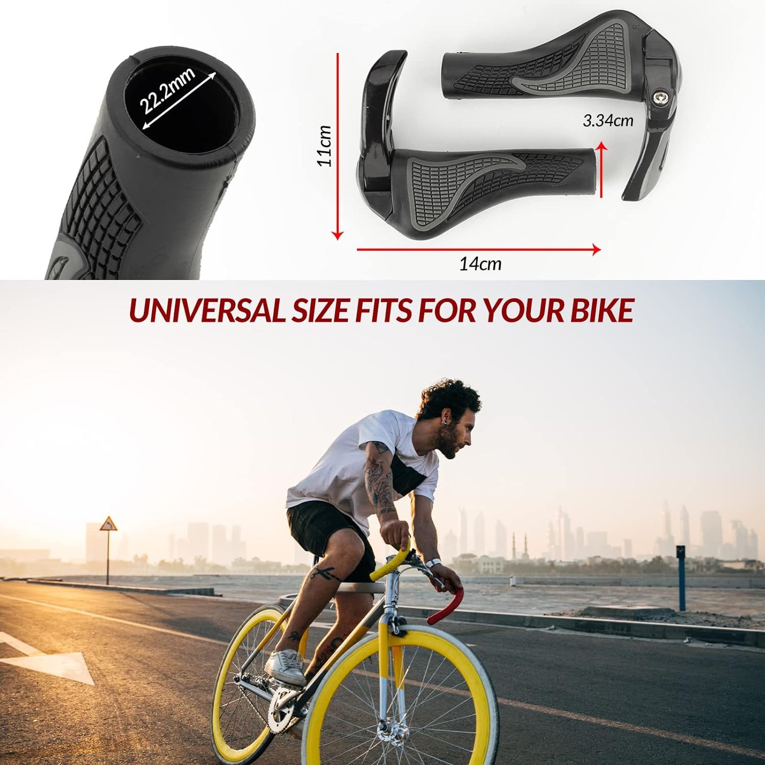 ROCKBROS Fahrradlenkergriff ergonomisch Fahrradgriffe rutschfest (Lenkergriffe Fahrrad mit Zwei Seiten Lock-On für MTB, E-Bike, Cityrad Rennrad für 22,2 MM Lenker Griffe Schwarz)