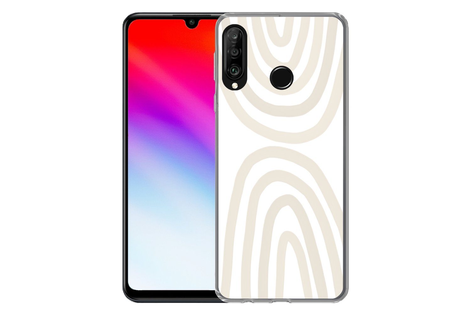 MuchoWow Handyhülle für Huawei P30 Lite Regenbogen - Pastell - Design - Abstrakt, Handy Case, Silikon, Bumper Case Dünn