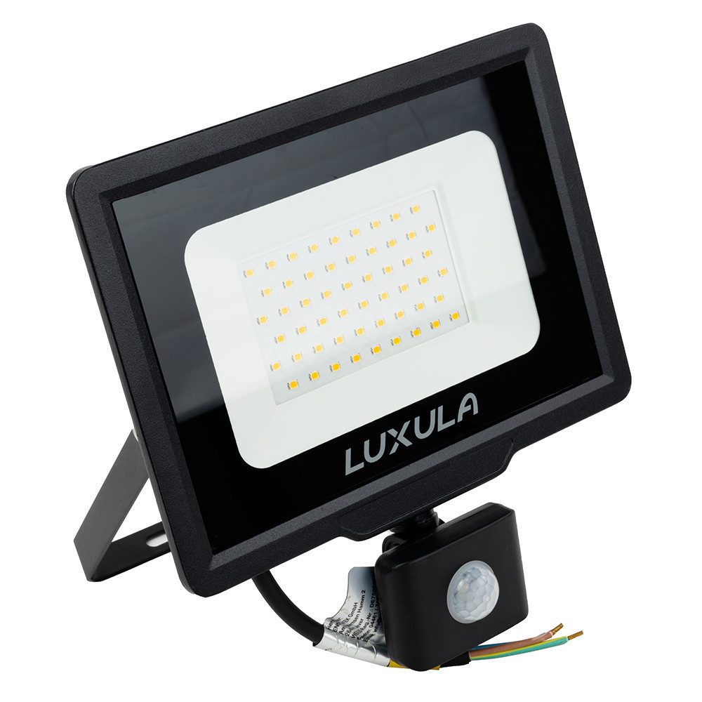 LUXULA LED Flutlichtstrahler LUXULA LED Fluter 50 W 3000 K Warmweiß Schwarz, LED fest integriert, Warmweiß