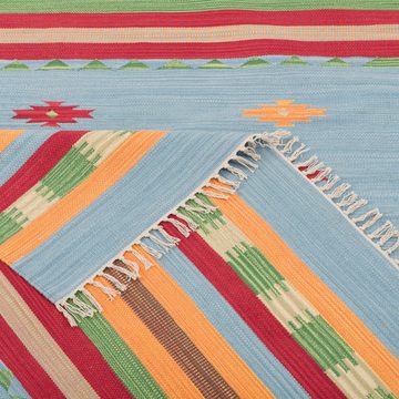 Wollteppich Baumwolle Natur Kelim Teppich Lina Stripes, Pergamon, Rechteckig, Höhe: 8 mm