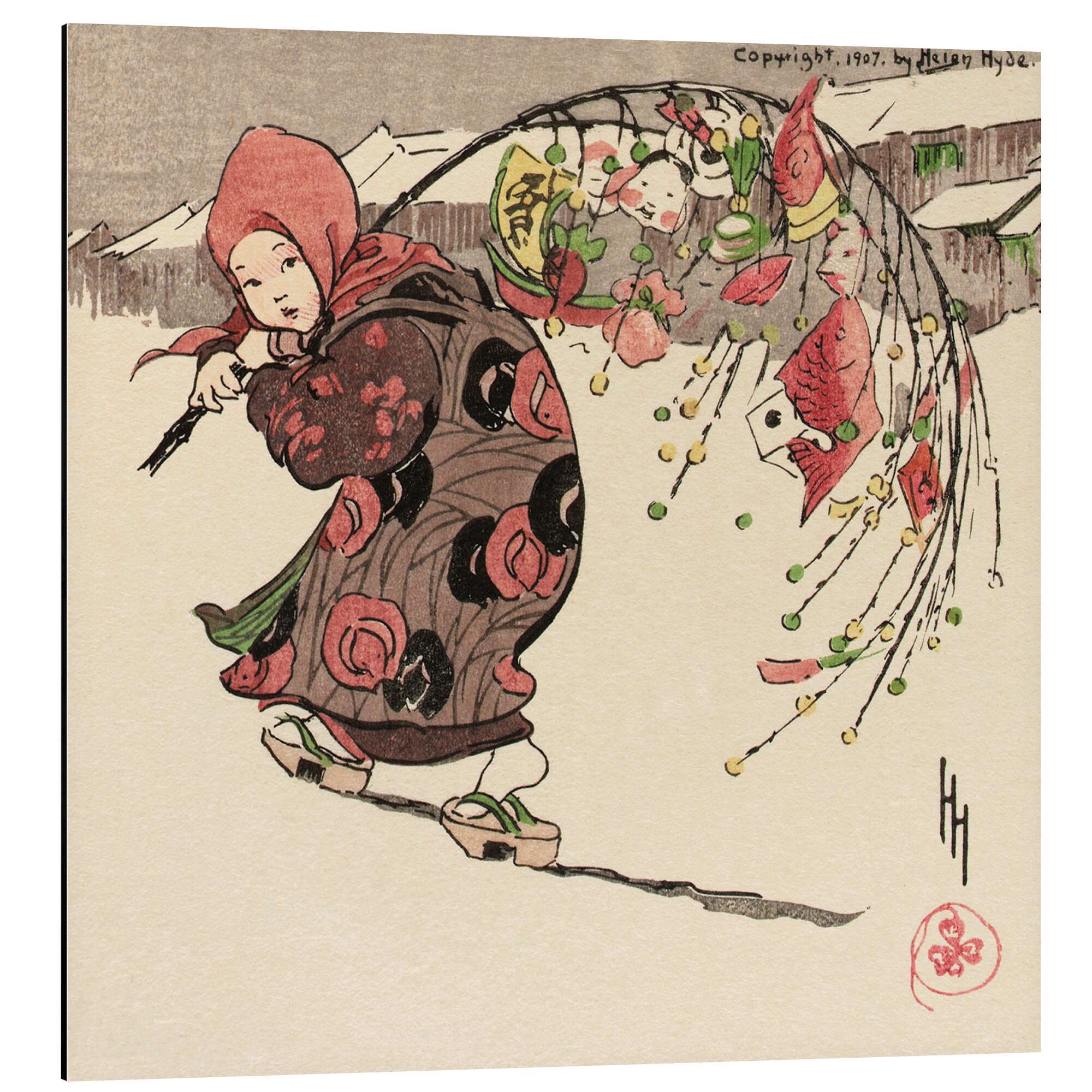 Posterlounge Alu-Dibond-Druck Helen Hyde, Das gute Glück, Japandi Malerei