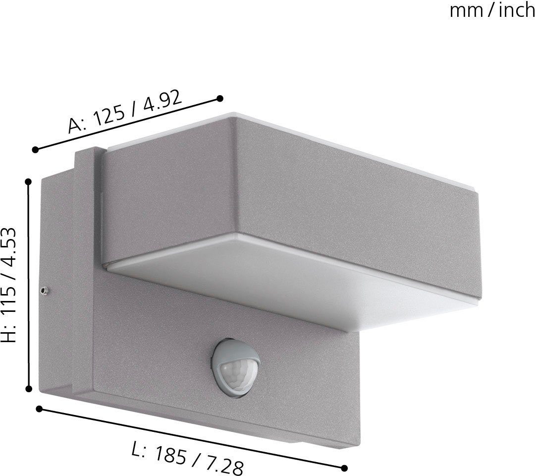 EGLO LED Außen-Wandleuchte AZZINANO, Bewegungsmelder, Leuchtdauer  einstellbar, LED fest integriert, Warmweiß, Eckmontage möglich