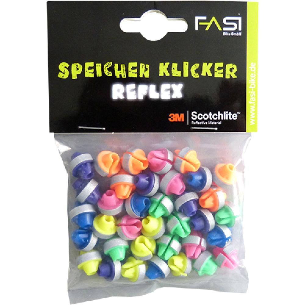 Fasi Fahrradbeleuchtung Fasi Speichenklicker Reflex, 36 Stück, bunte Speichenreflektoren mit 3