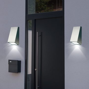 etc-shop Außen-Wandleuchte, Leuchtmittel nicht inklusive, 2er Set Außen Wand Leuchten Fassaden Strahler Geh Weg Beleuchtung