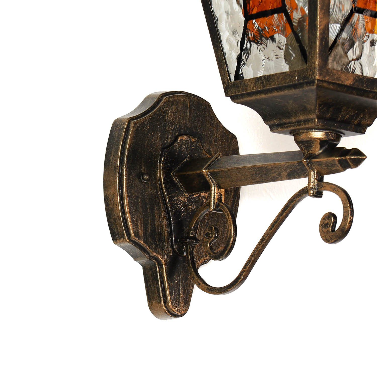 Tiffany SALZBURG, ohne Außenleuchte Licht-Erlebnisse Ornamentglas Außen-Wandleuchte Leuchtmittel, Stil Rustikal Wandlampe