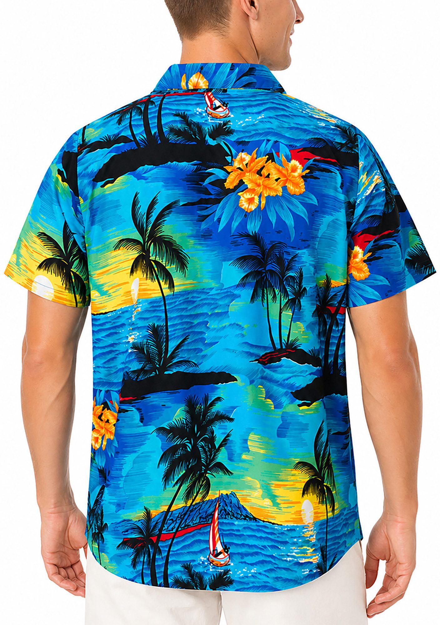 King Kameha Hawaiihemd "Surf" Funky Hawaii-Hemd Herren Kurzarm Front-Tasche Sommerhemd – Bild 4 von 5