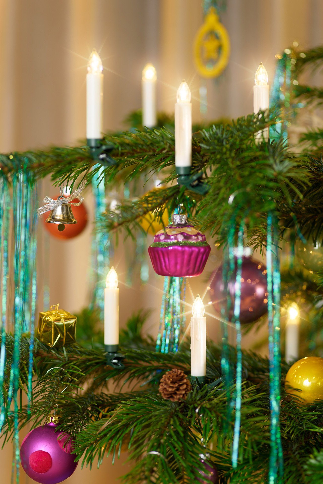 BONETTI LED-Christbaumkerzen 10 LED Weihnachtsbaumkerzen Farbwechselfunktion Flacker-Effekt, Kerzen mit Licht, 10-flammig, Weihnachtsbaumkerzen Fernbedienung, kabellos mit