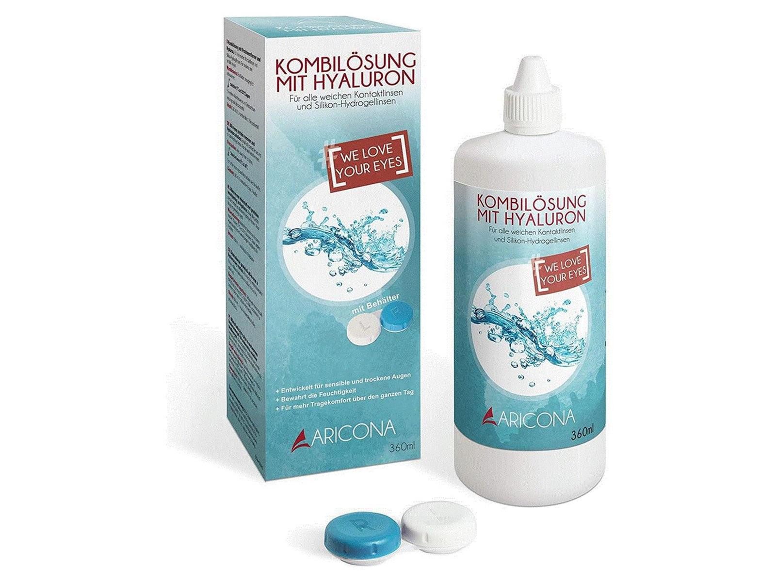 aricona Brillengestell aricona Kontaktlinsen Fluessigkeit - 360ml Kombilösung mit Hyaluron