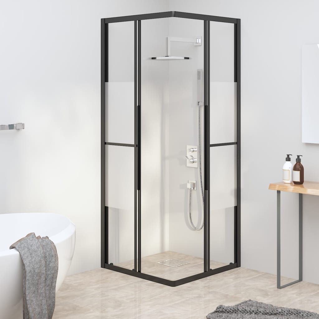 vidaXL Duschwand Duschkabine Halbmatt ESG 80x80x180 cm Schwarz