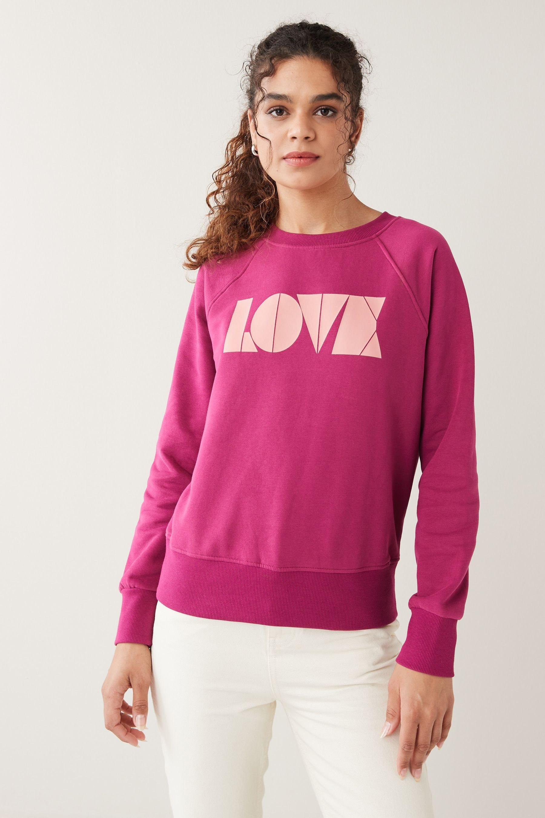 Next Sweatshirt Grafik-Sweatshirt (1-tlg) Bright Pink Love