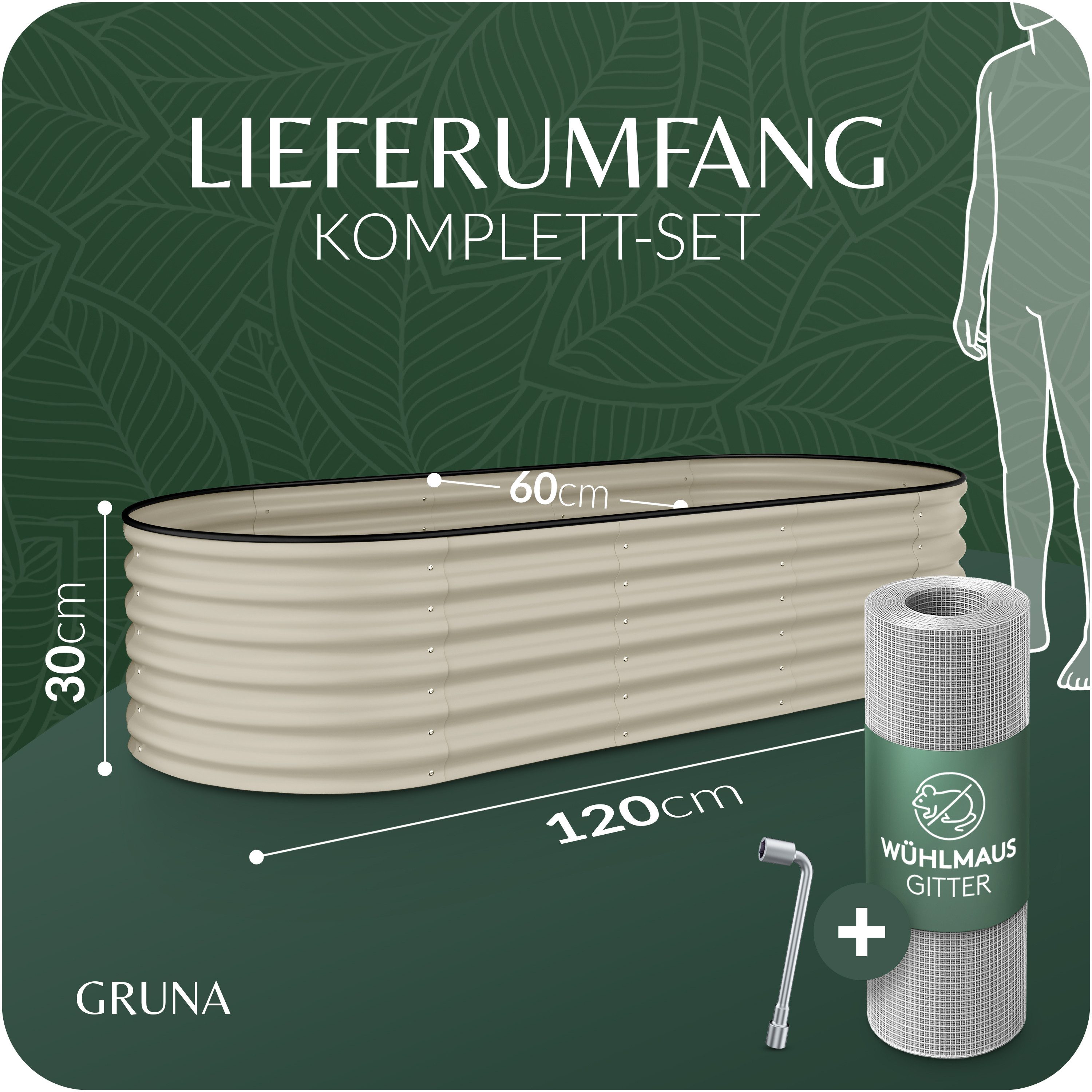 GRUNA Hochbeet GRUNA - Hochbeet Metall I 6 in 1 Modular Hochbeete-Kit