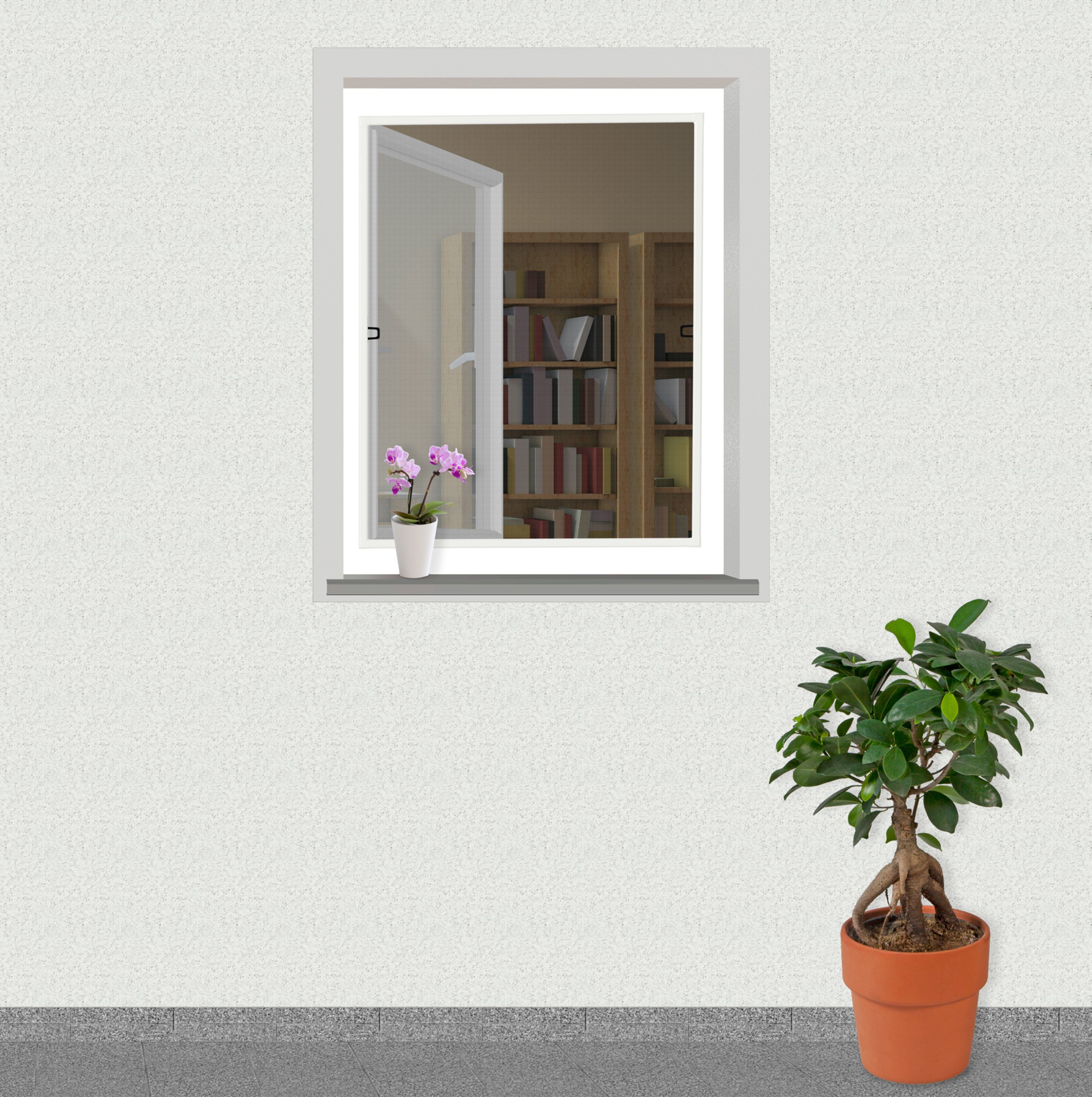Windhager Insektenschutz-Fensterrahmen Basic mit Aluminium Rahmen, Fliegengitter individuell kürzbar, (Packung, 1-St), einfache Montage, erhältlich in 100 x 120 cm oder 120 x 140 cm