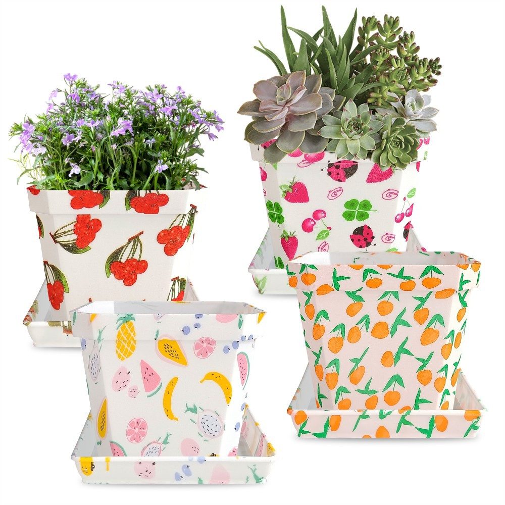 SIKAINI Blumentopf 4er-Set Blumentöpfe (wasserdurchlässig und günstig online kaufen