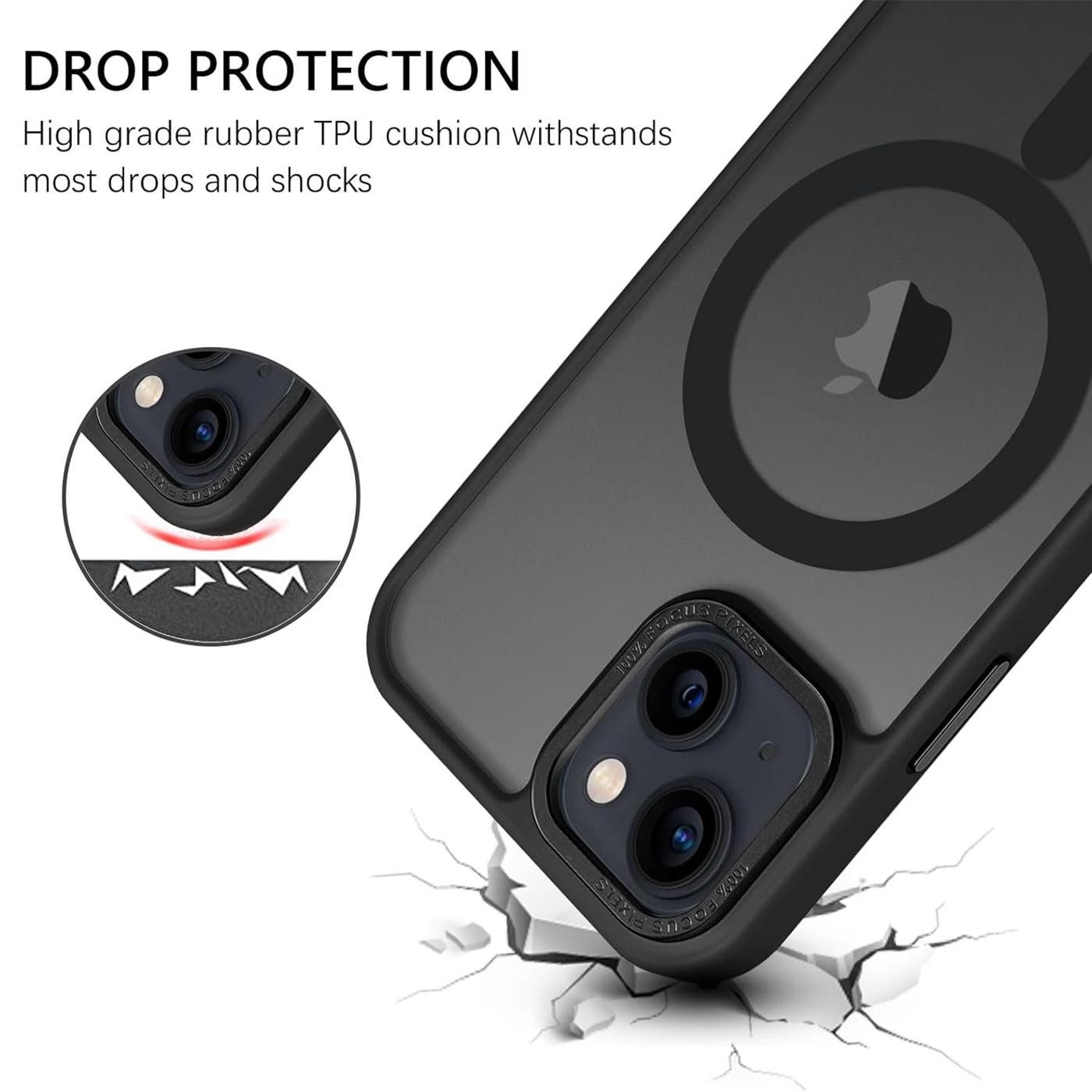 CoolGadget Handyhülle Magnet Hülle für iPhone 13 Schutzhülle mit Metall Kamerarahmen 6,1 Zoll, magnetisches Schutzcase Matt Stoßfest kompatibel mit Magsafe Zube – Bild 5 von 5
