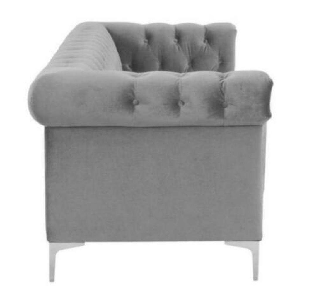 Dreisitzer Chesterfield Polster Wohnzimmer Grau JVmoebel Design Chesterfield-Sofa, Couchen Stoff