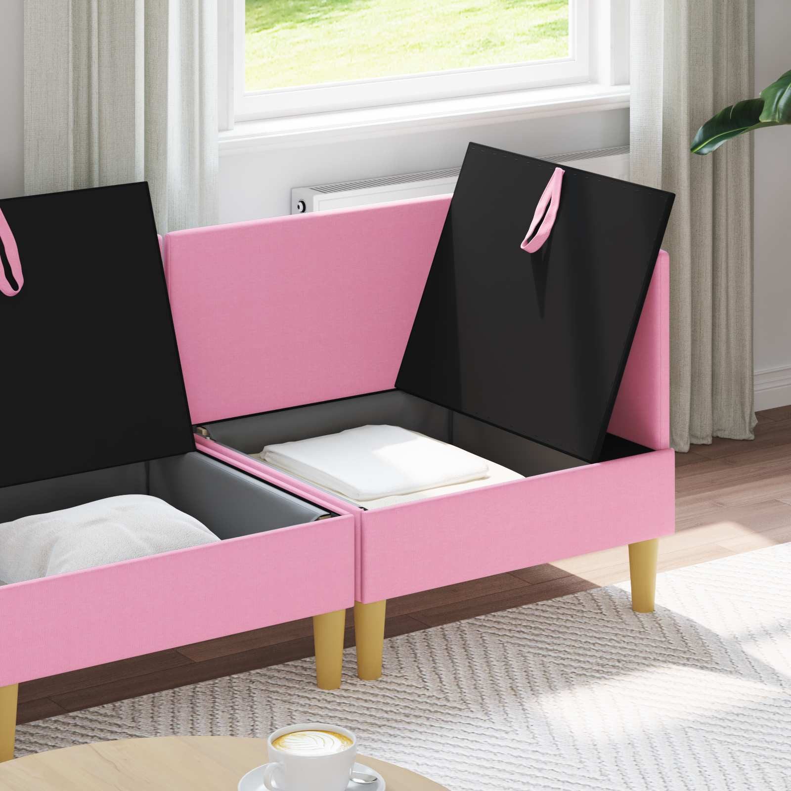 vidaXL Sitzgruppe Wohnzimmergarnitur mit Kissen mit Speicher 4 pcs Rosa Stoff, (4-tlg)